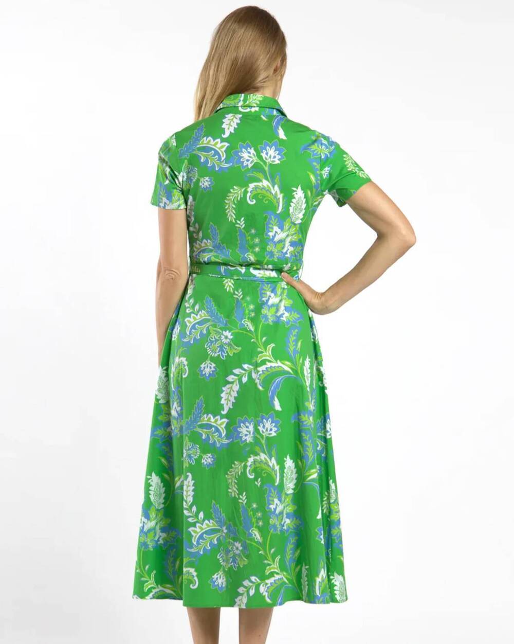 NEW JUDE CONNALLY glenda stretch poplin midi dress in feathered floral grass - Picture 4 of 5